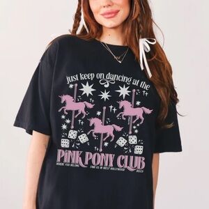 Comfort Colors Black Tee with Pink Unicorn Graphic - Pink Pony Club